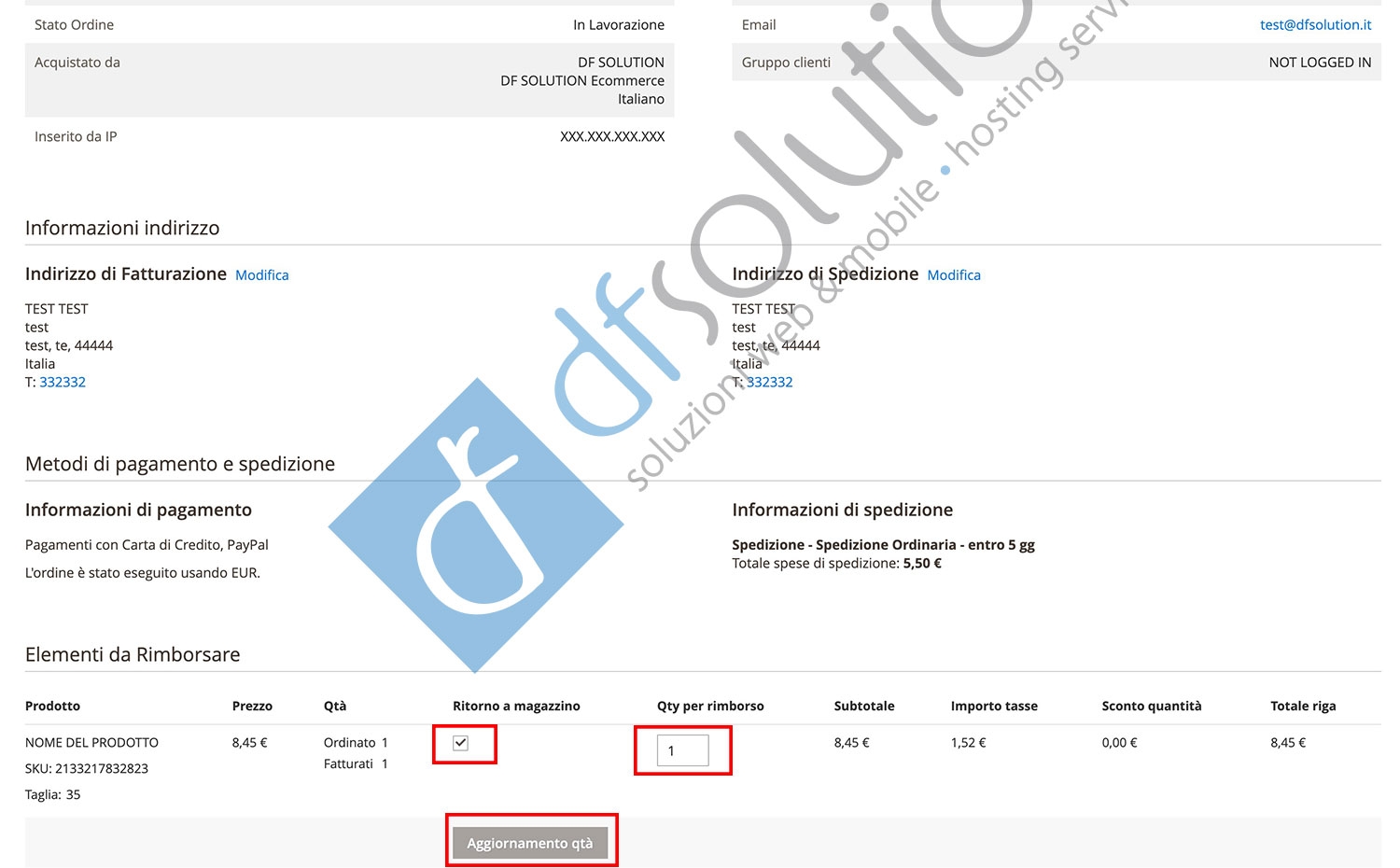 Come creare una Nota di Credito o rimborso parziale su Magento2
