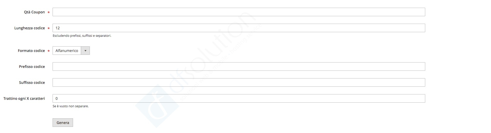 Generare coupon su magento 2